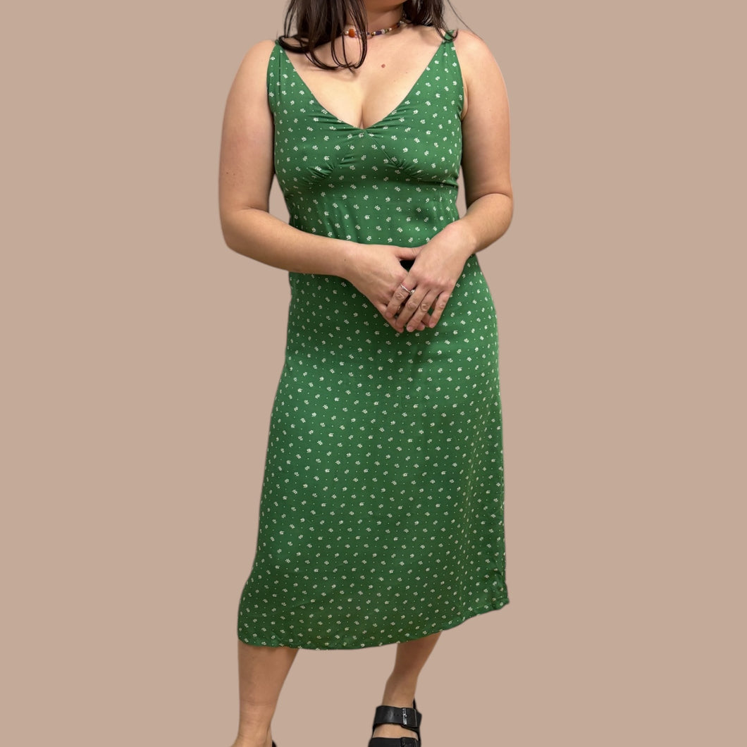 Robe verte en tencel et modal à imprimé floral pour femmes S