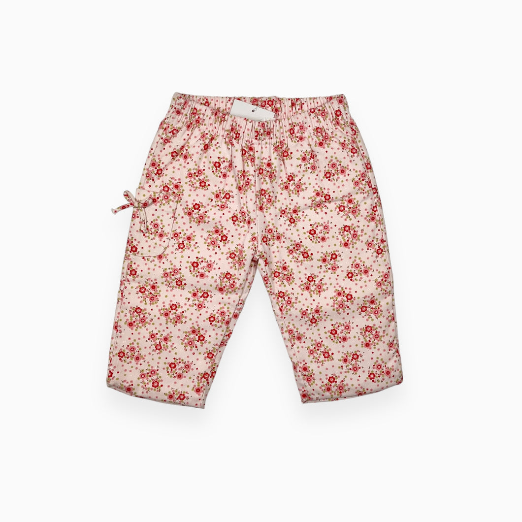 Pantalon rose pâle à imprimé floral fuchsia en coton et poly 3M