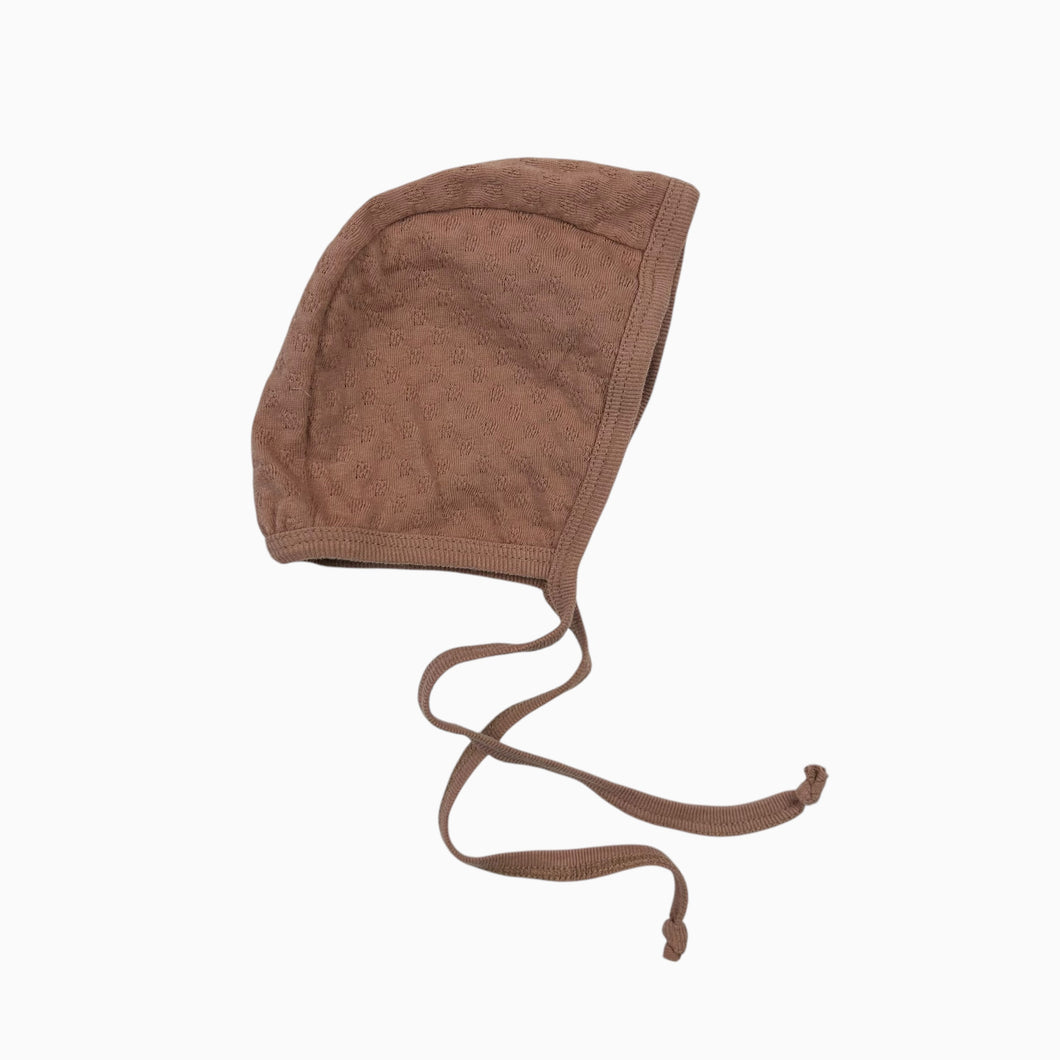 Bonnet noisette en coton pointelle 0-3M