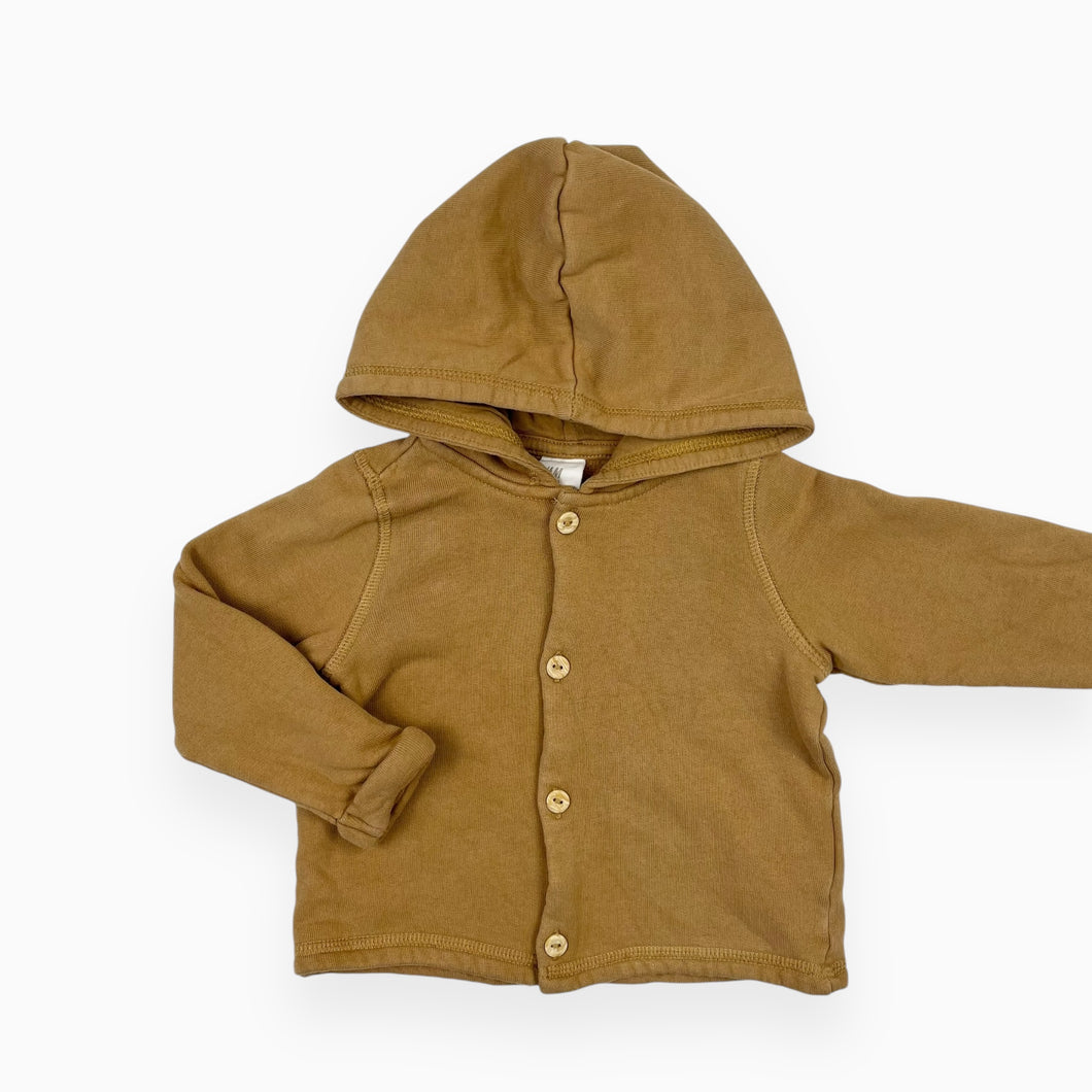 Veste à capuchon ochre en coton ouaté 6-9M