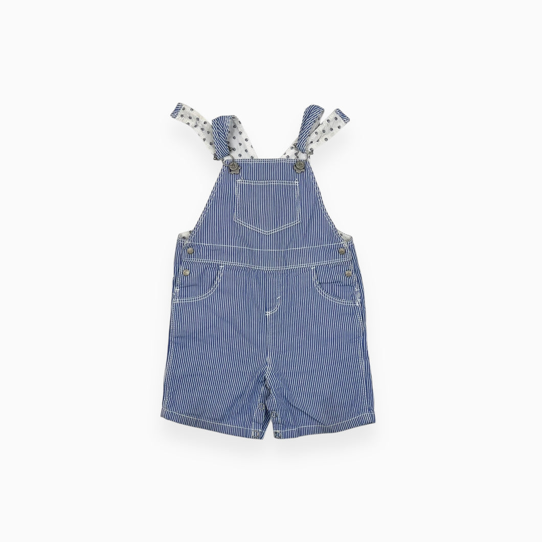 Shortall en coton bleu ciel à rayures blanches 18M