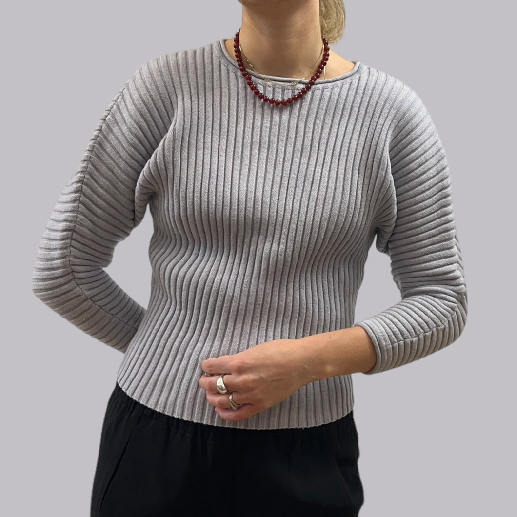 Pull bleu-gris en laine pour femmes S