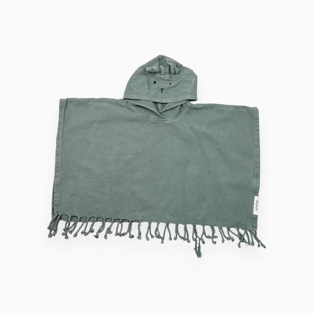 Sortie de plage style poncho seafoam en coton bio 1-2Y