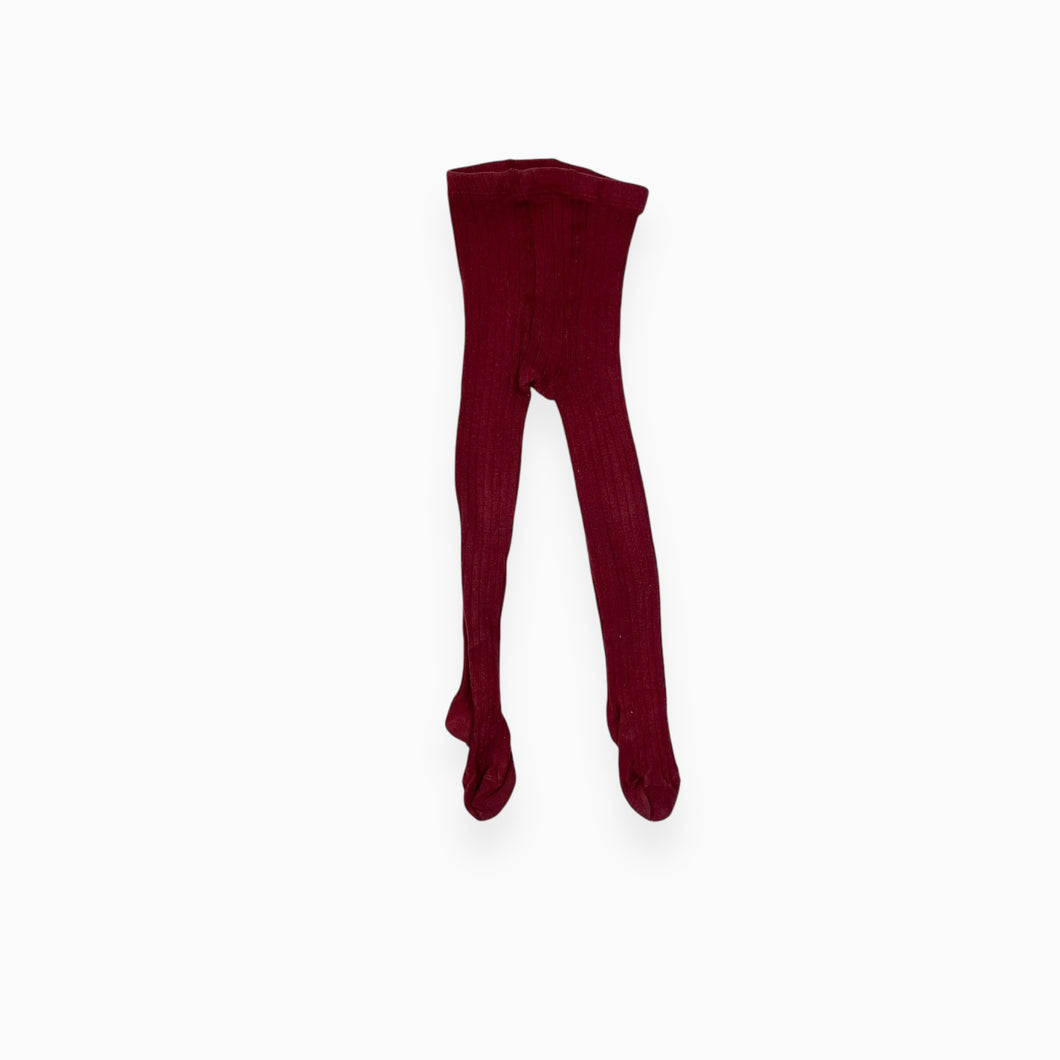 Bas collants rouges rubis en coton cotelé 2Y