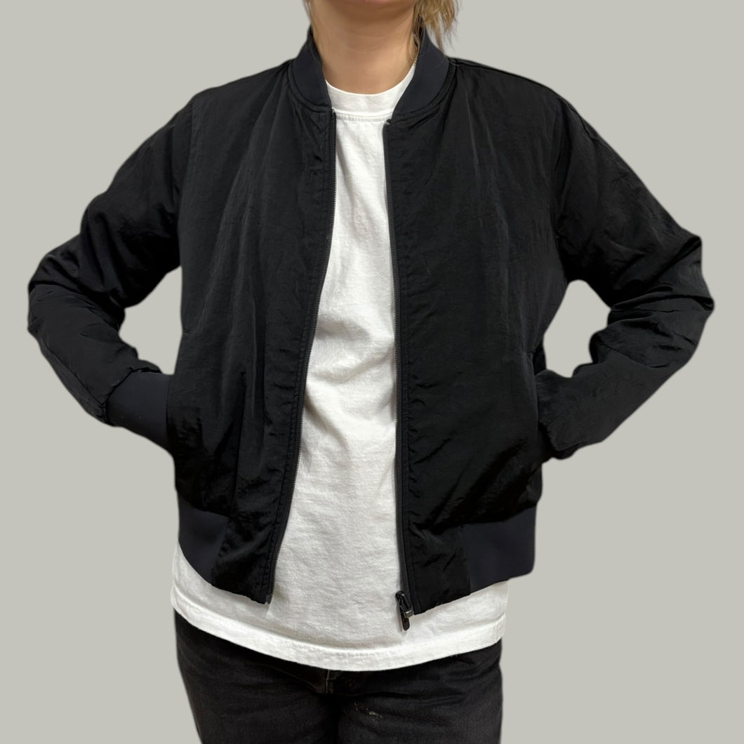 Veste réversible noire 'style bomber' en poly texturé pour femmes 8 (Fit M)