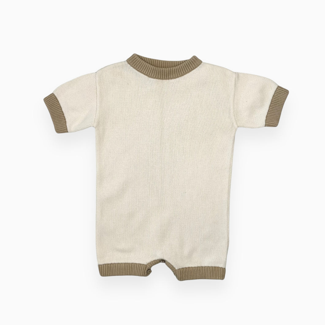 Combi short crème et sable en tricot de coton cotelé 2Y