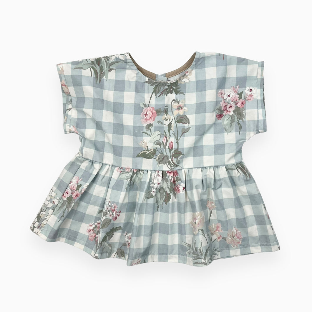 Blouse en tissu revalorisé à imprimé gingham et floral 4-6Y