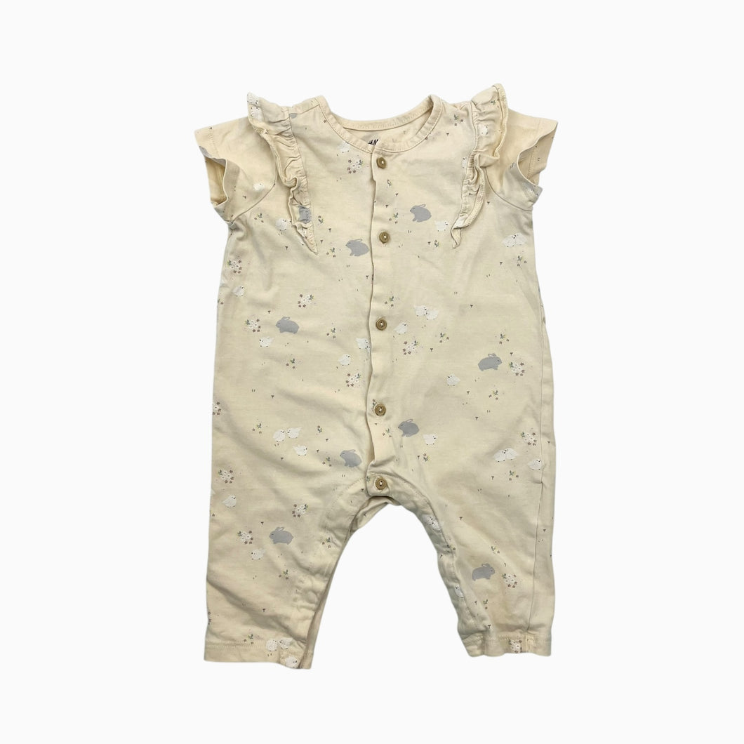 Combi vanille en coton à imprimé lapins 4-6M