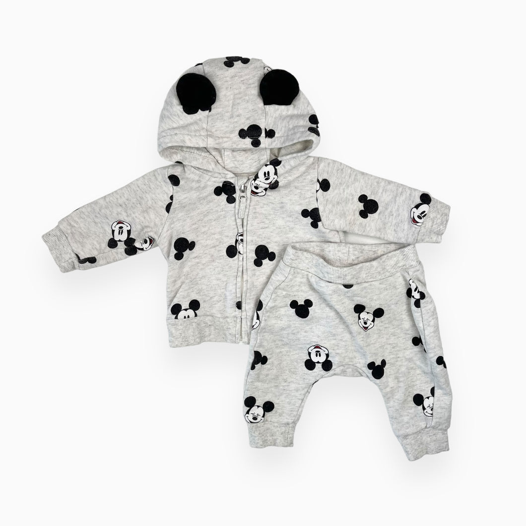 Ensemble en coton french terry bio veste et jogger Mickey 1-2M