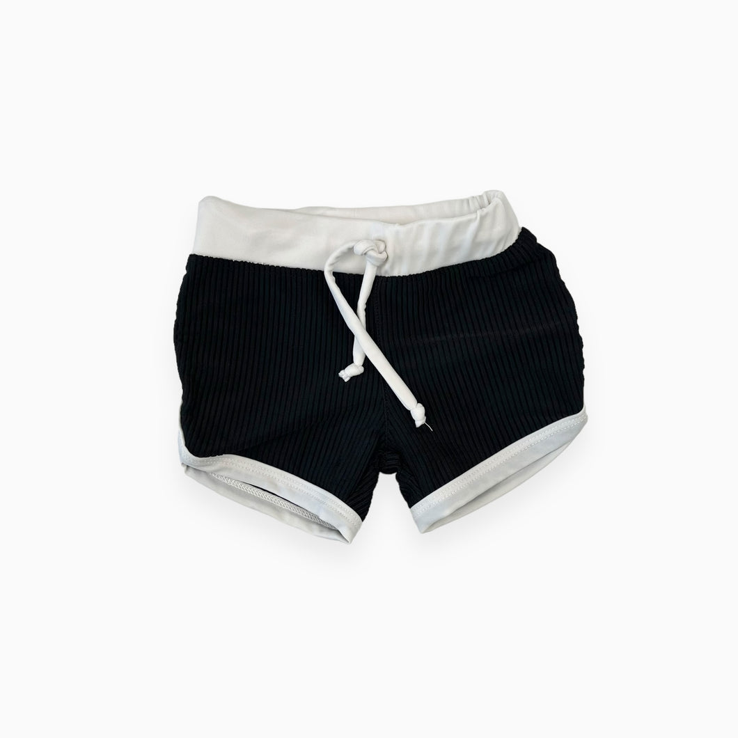 Short maillot noir côtelé taille 1 (12M)