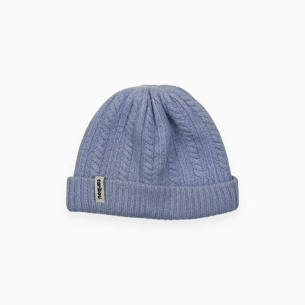 Tuque bleu ciel en tricot de laine de mérinos OS (fit 0-18M)