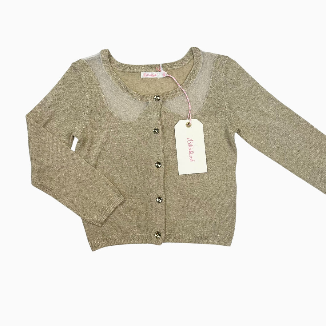 Cardigan doré en viscose et poly avec fils métalliques 3Y