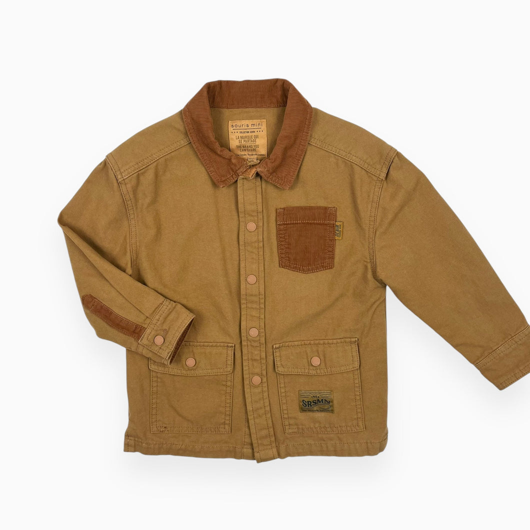 Veste gingerbread en canvas de coton avec col et détail en corduroy 4Y