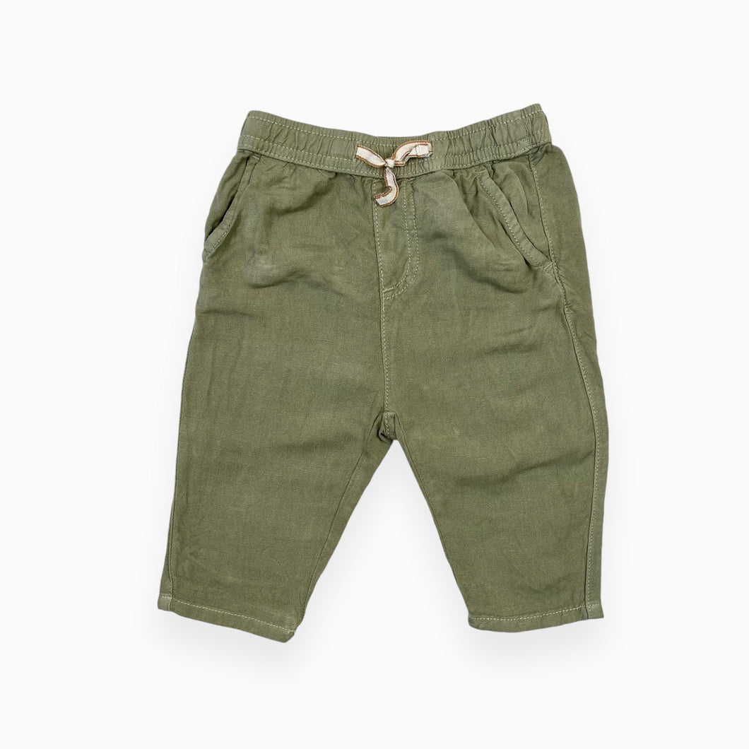 Pantalon vert moss en lin et viscose 3-6M