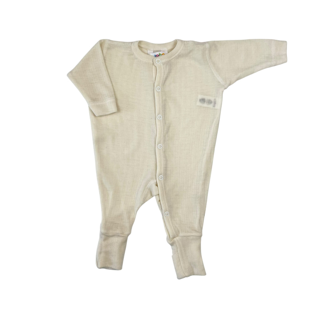 Pyjama crème côtelé en laine mérino avec pied amovible 50cm (NB)