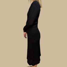 Charger l&#39;image dans la galerie, Robe noire maxi en poly et spandex cotelé pour femmes XS
