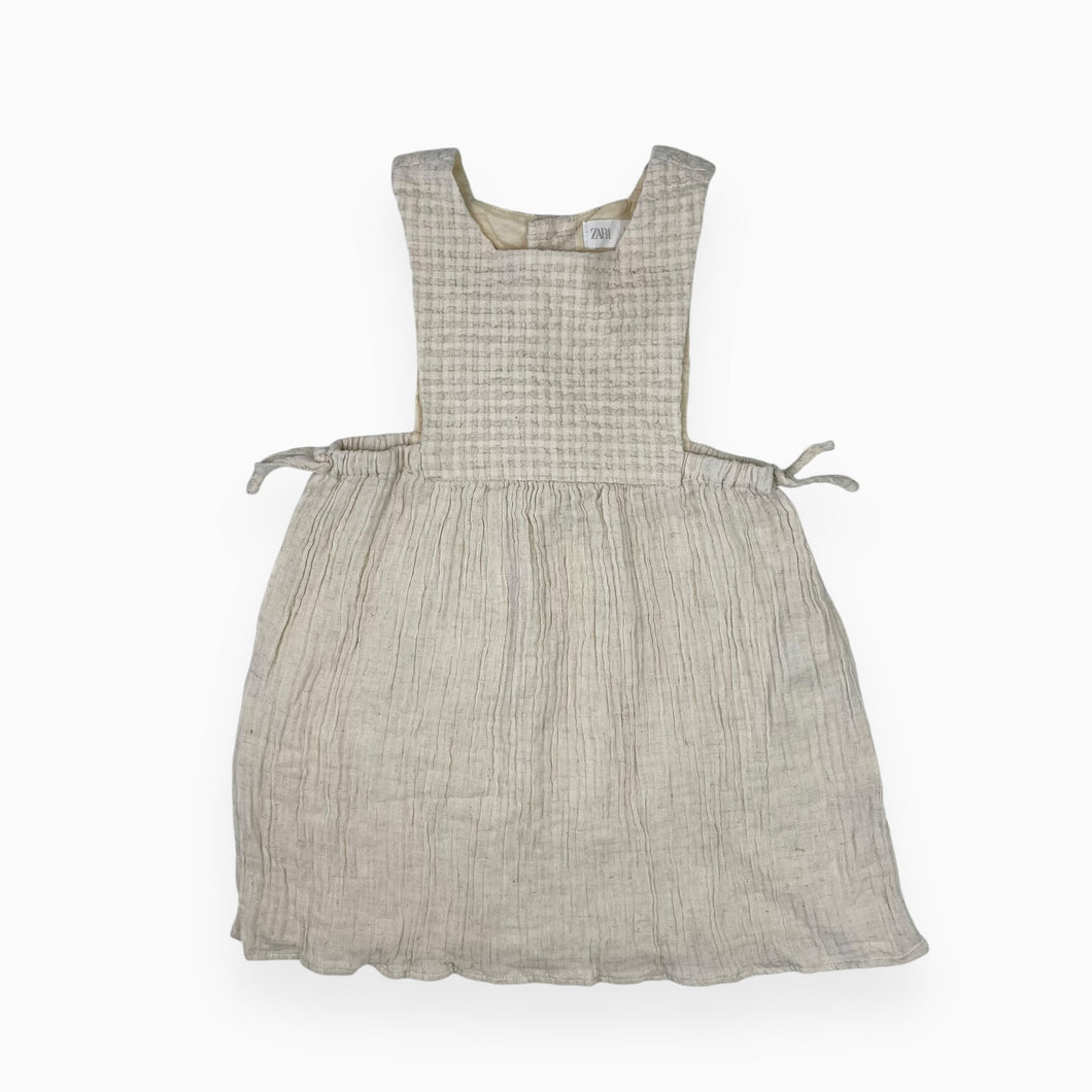 Robe crème en coton et lin texturé 3-4Y