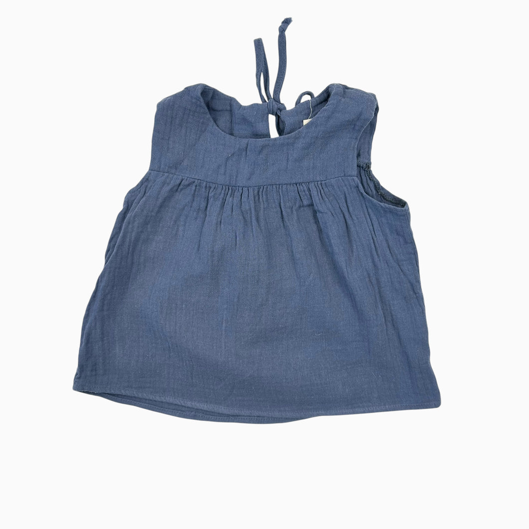 Blouse bleue en mousseline de coton 2-3Y