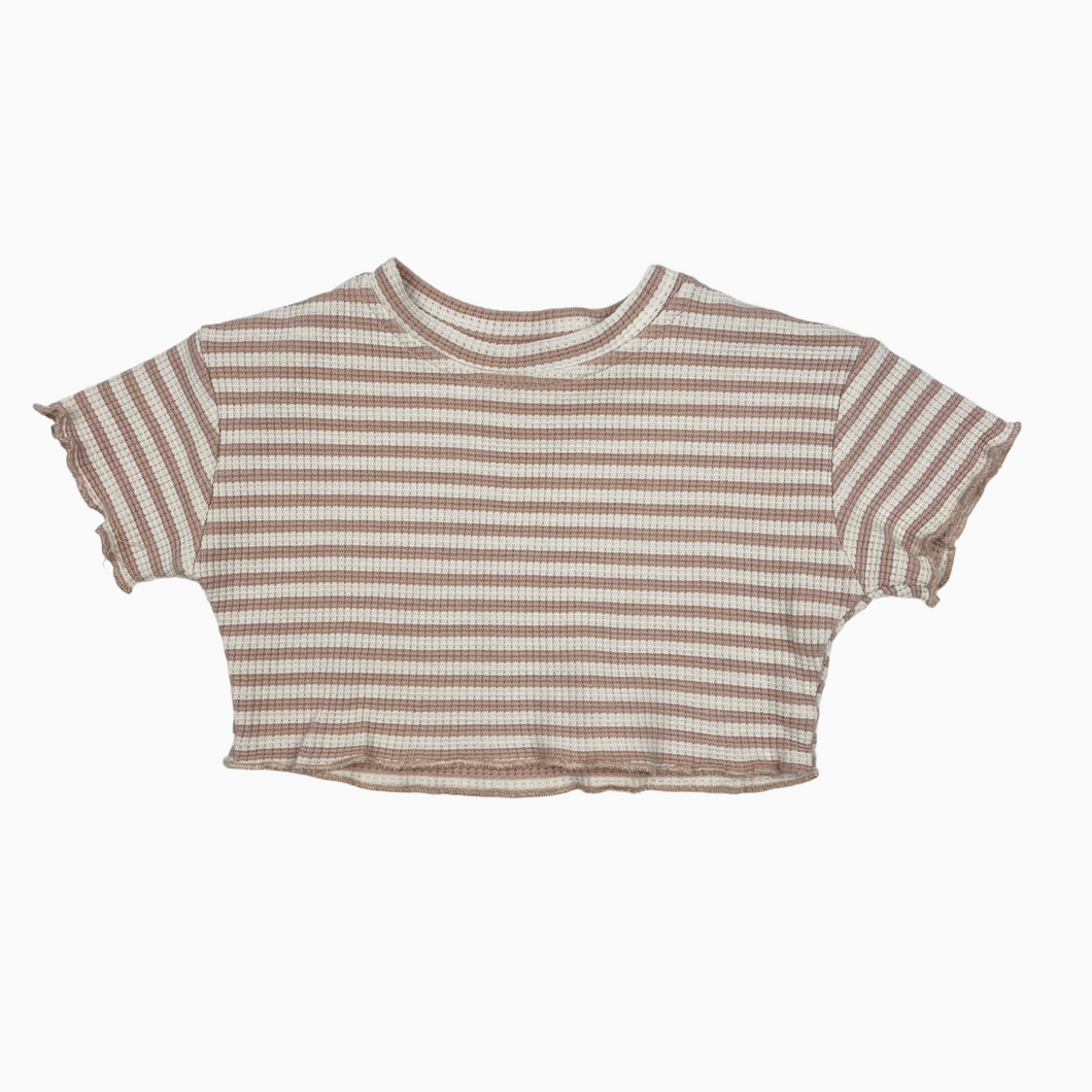 T-shirt en coton gaufré rose 0-3M (fit grand)