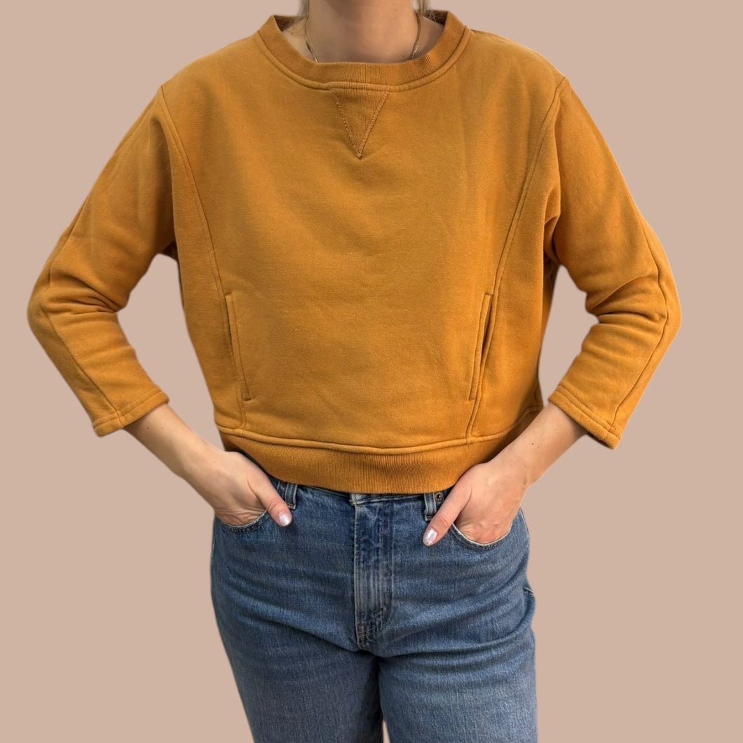 Pull ambre 'cropped' en coton french terry pour femmes M