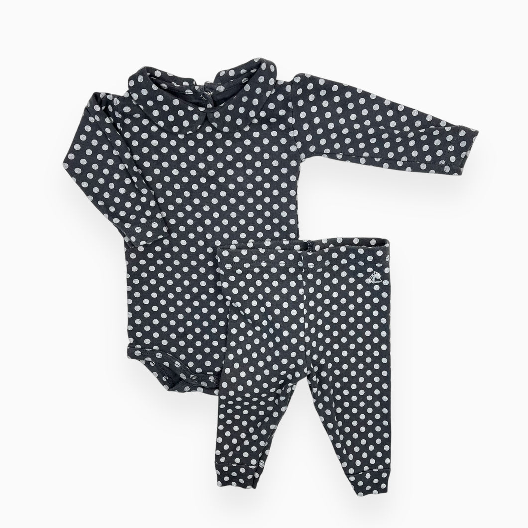 Ensemble cache-couche et legging charcoal à pois blanc en coton 3M