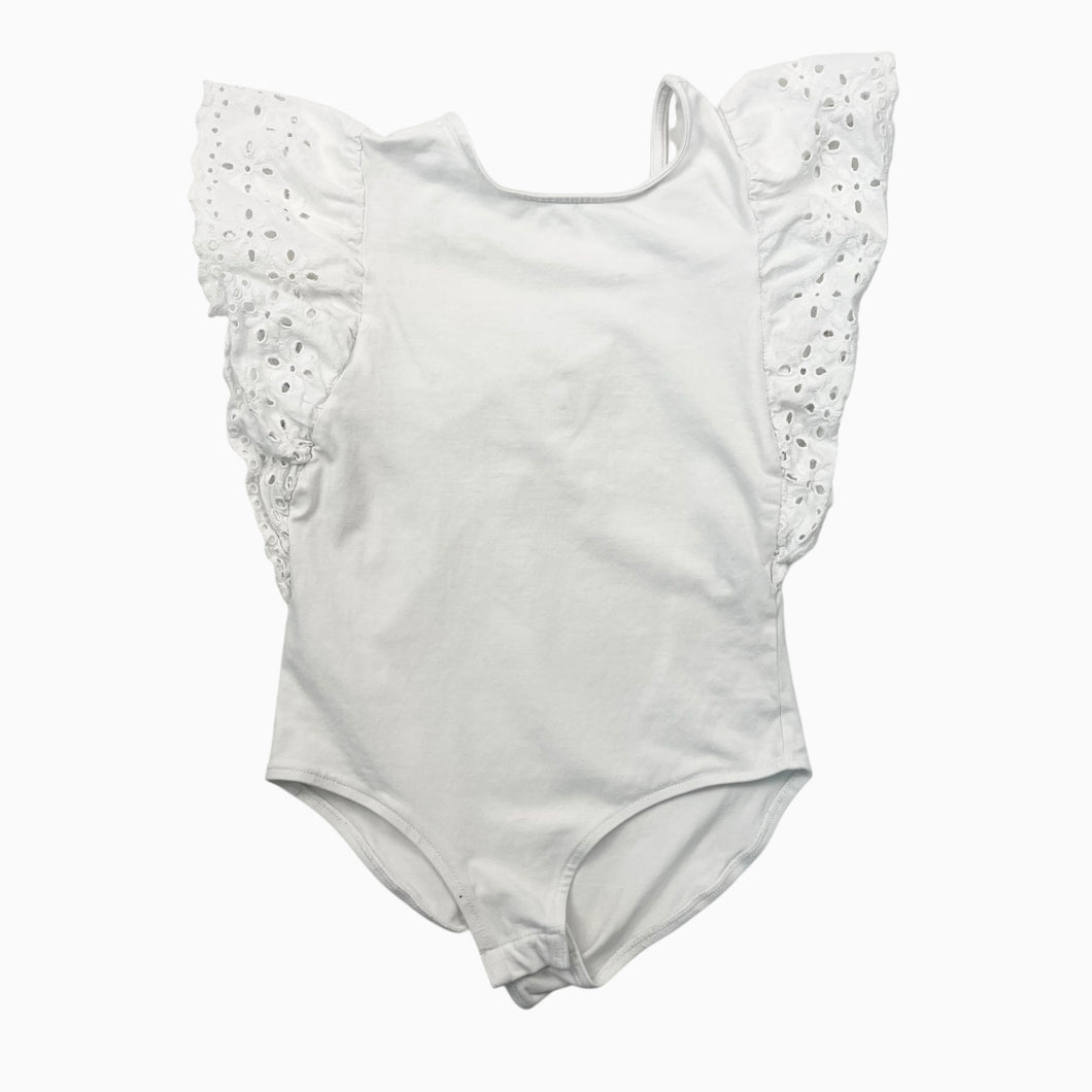 Bodysuit blanc avec volants brodés à l'anglaise 10Y