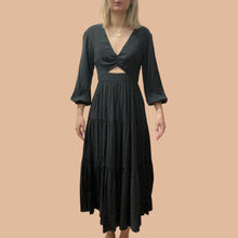 Charger l&#39;image dans la galerie, Robe noire maxi en lyocel et viscose pour femmes 00 (XS)
