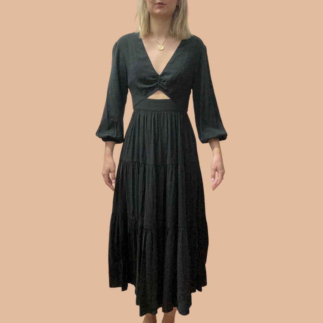 Robe noire maxi en lyocel et viscose pour femmes 00 (XS)