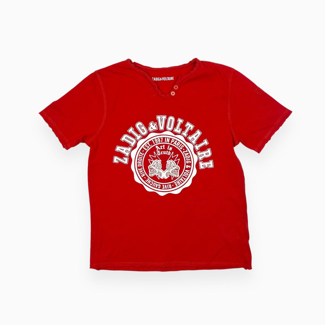 T-shirt rouge en coton 'Art is Truth' 6-7Y