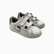 Load image into Gallery viewer, Sneakers blancs en cuir avec velcro et paillettes &#39;Hello Kitty&#39; 30 EUR
