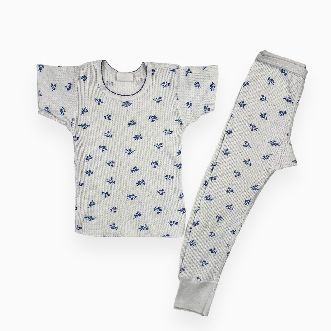 Pyjama en coton gaufré et poly à imprimé floral 6Y