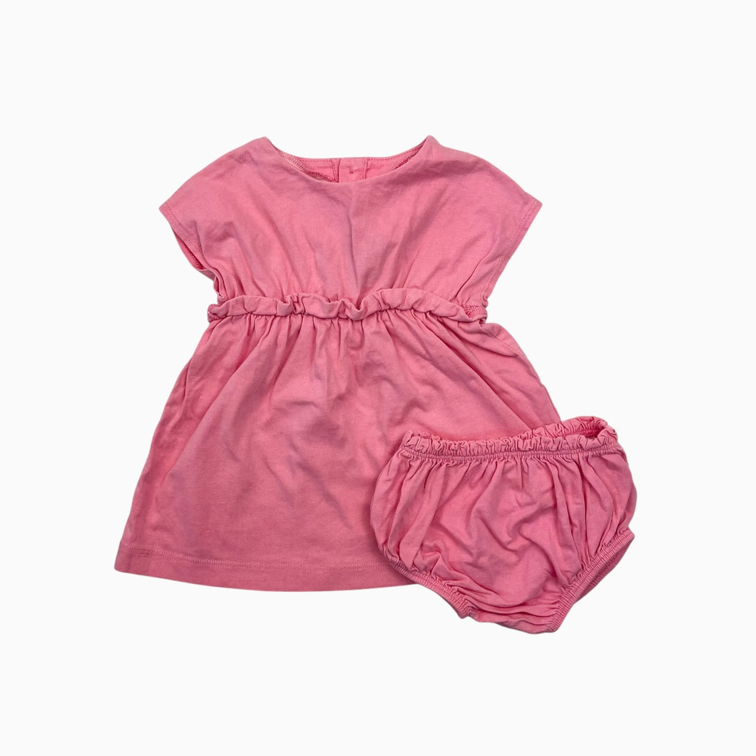 Robe rose bubblegum avec bloomer en coton 0-3M