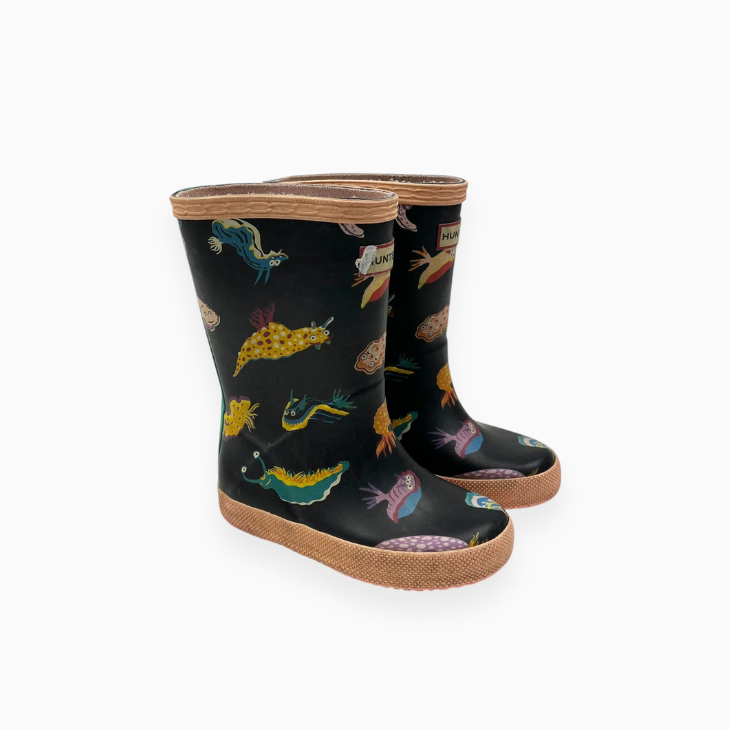 Bottes de pluie noires à imprimé insectes marins 7 UK (8 US)