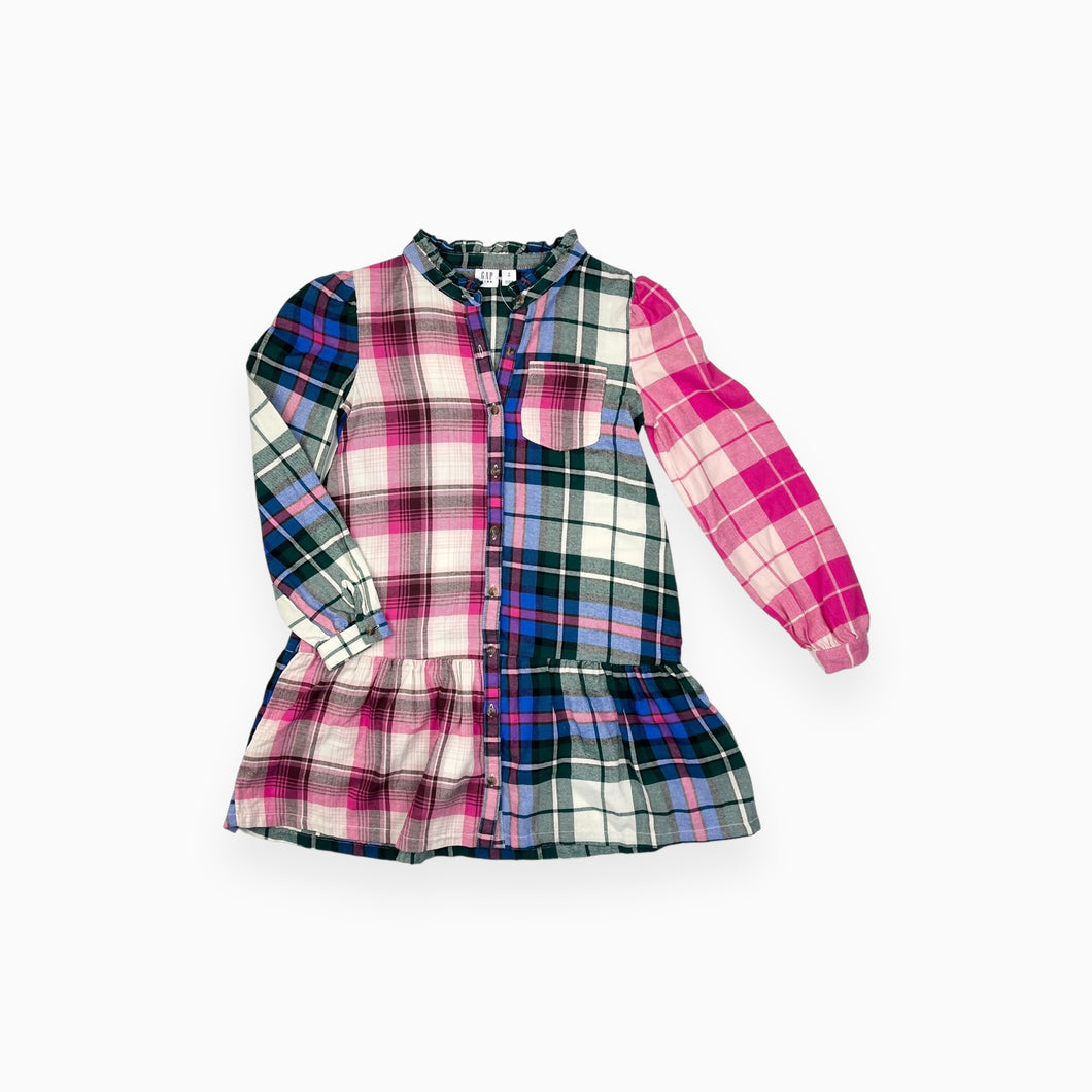 Robe en flanelle de coton à carreaux colorblock M (8Y)