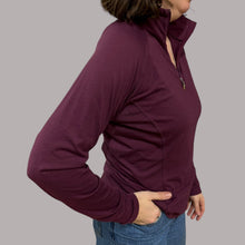 Load image into Gallery viewer, Pull demi-zip raisin &#39;opti-wick&#39; style sous-couche en poly et spandex pour femmes L
