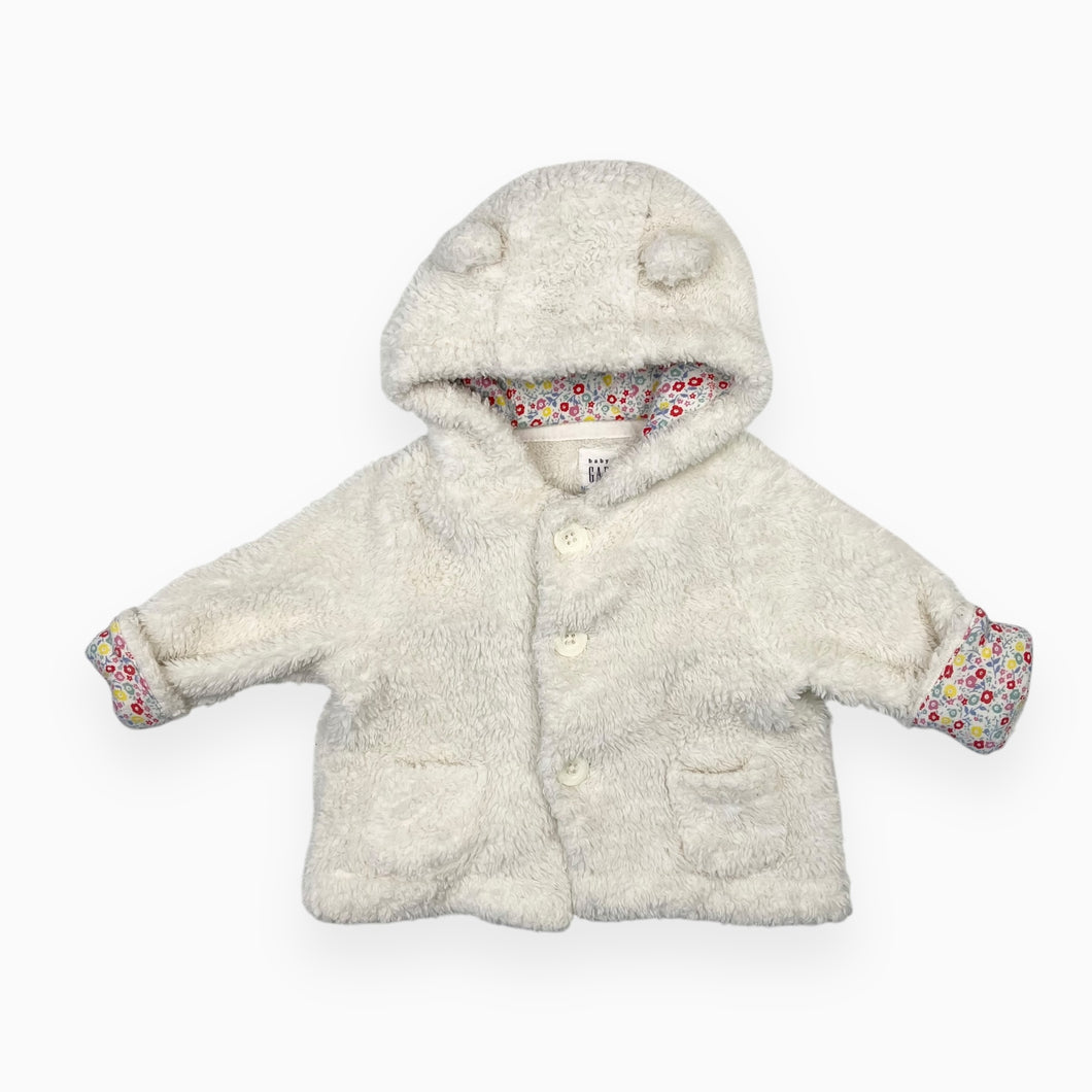 Veste à capuchon crème en peluche 3-6M