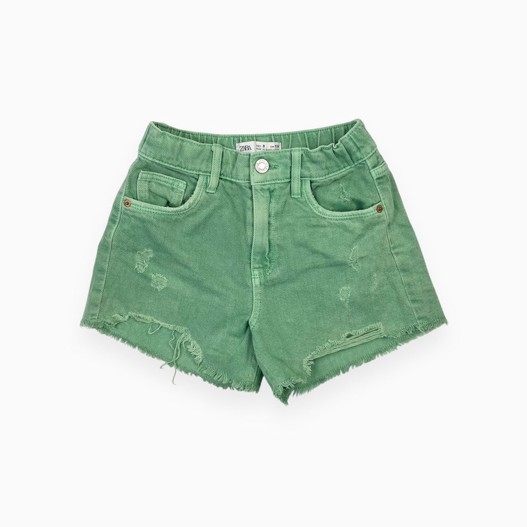 Short vert en denim à taille ajustable 9Y