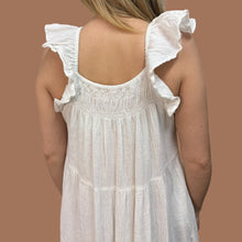 Load image into Gallery viewer, Robe blanche maxi en mousseline texturé de coton et lin pour femmes S-M
