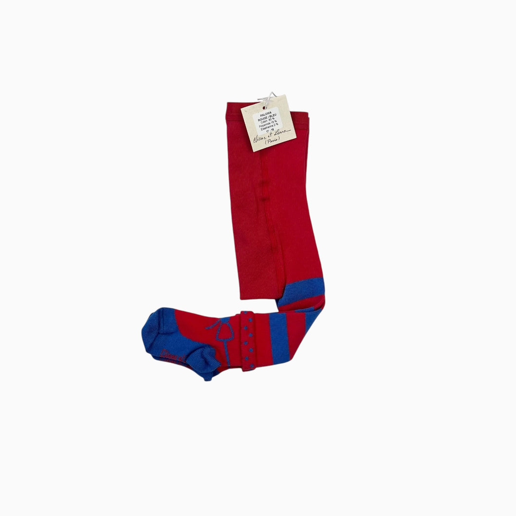 Bas collants 'Paloma' rouge à rayures rouges et bleues en coton, polyamide et élastane 17-18 EUR (3-6M)