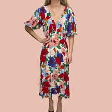 Load image into Gallery viewer, Robe fleuri en rayonne avec manches bouffantes pour femmes 6US M
