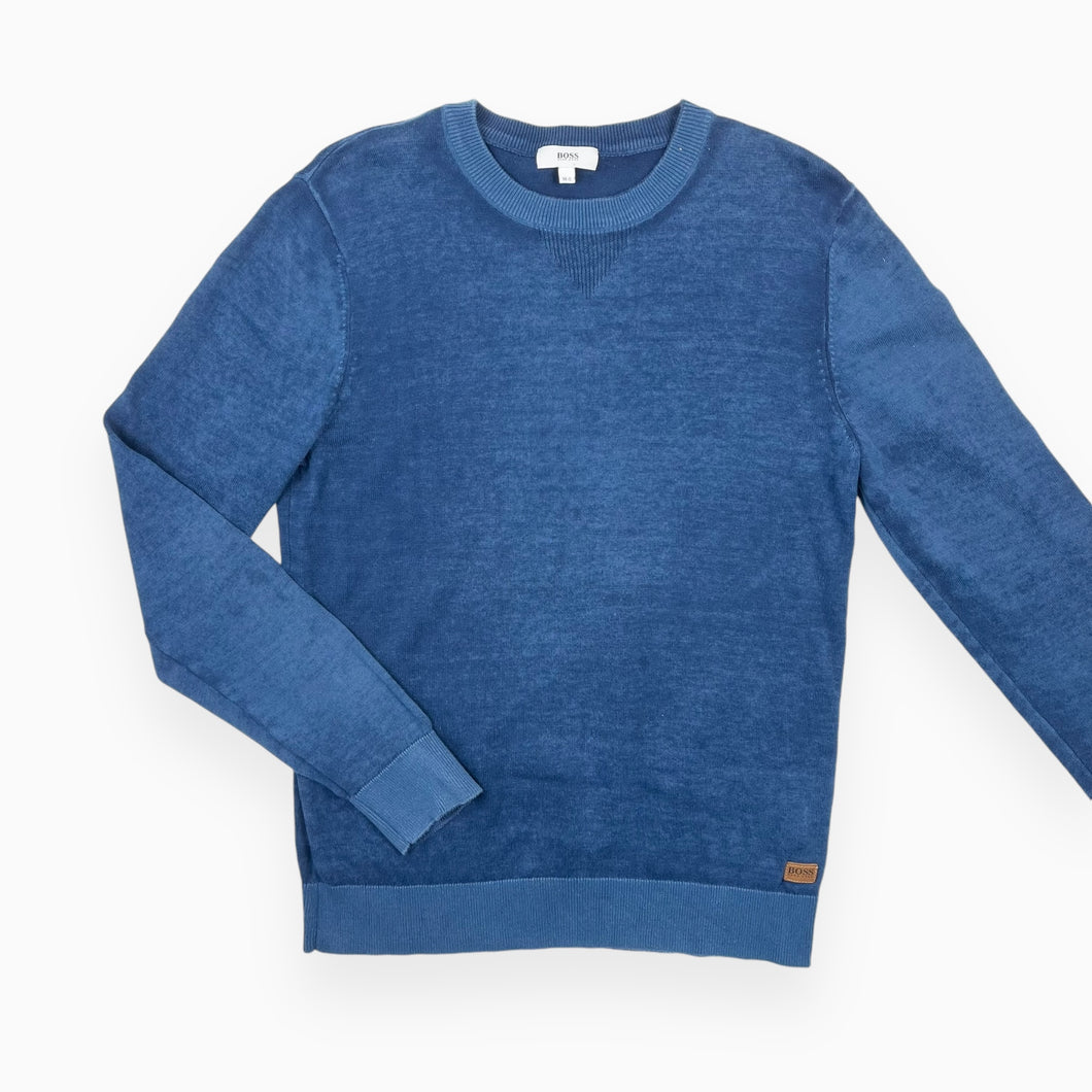 Pull bleu teal en tricot de coton 14Y