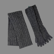 Load image into Gallery viewer, Foulard et gants charcoal en laine et nylon pour femmes OS
