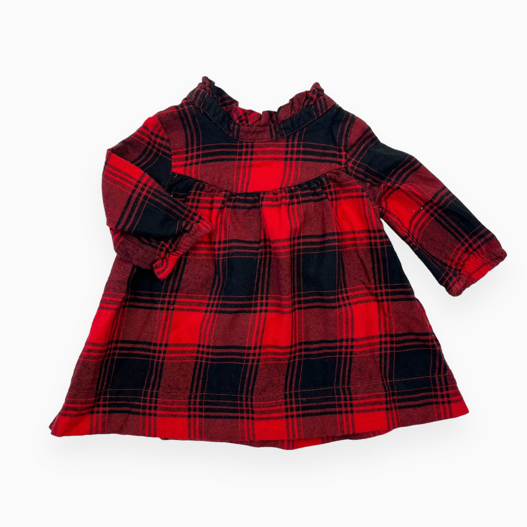 Robe en flanelle de coton à carreaux 0-3M