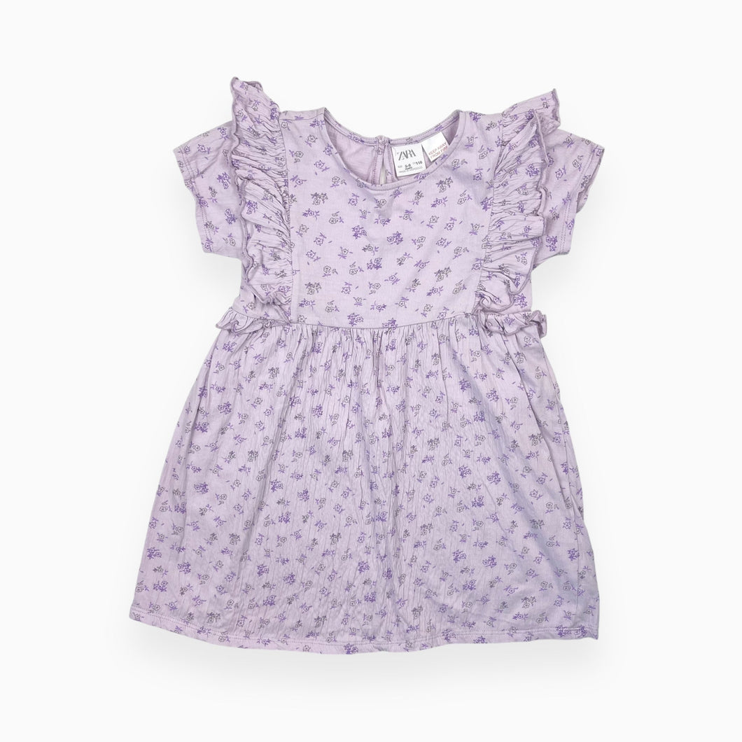 Robe lilas en coton motif floral 5-6Y