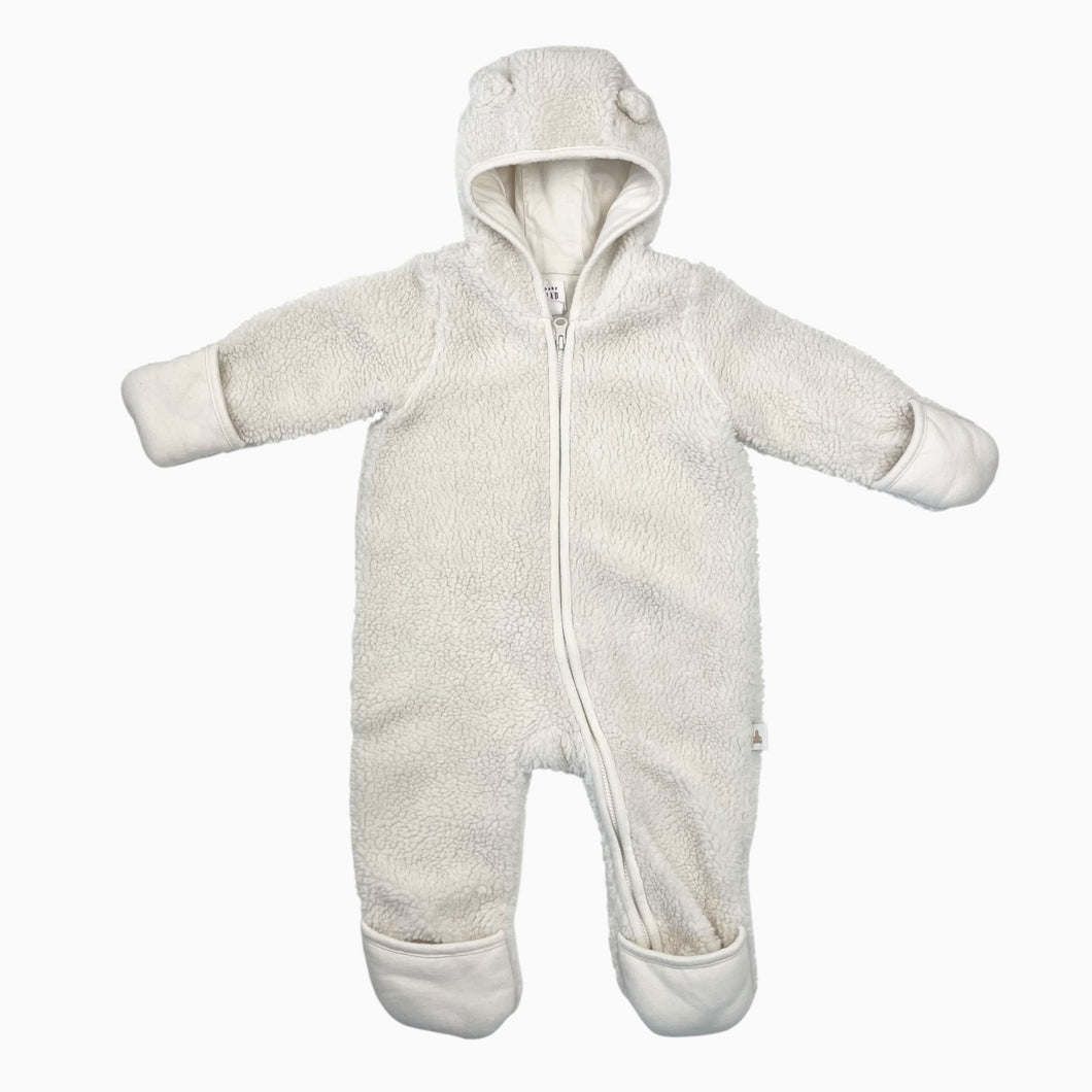 Combi crème à capuchon en sherpa doublée en coton 6-12M