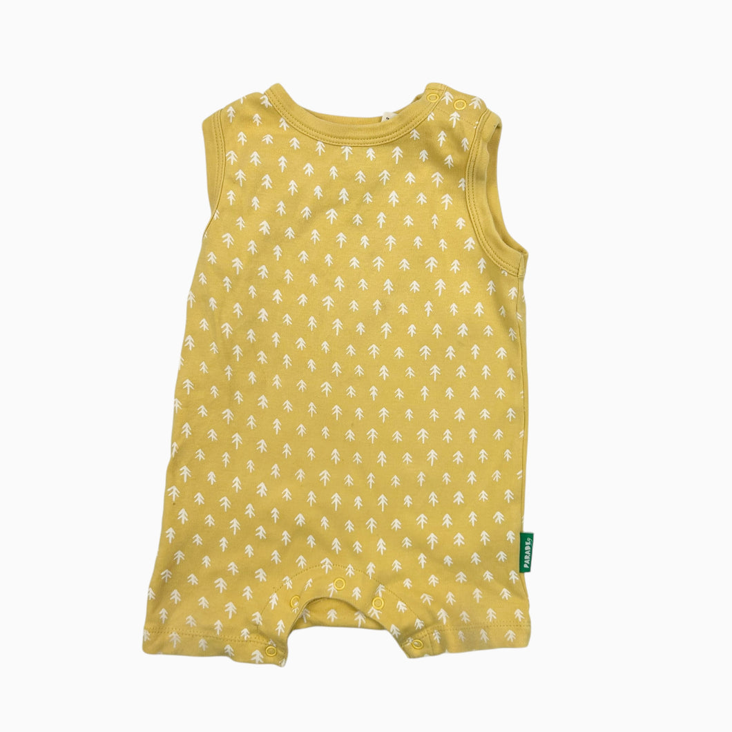 Barboteuse jaune en coton bio 6-12M